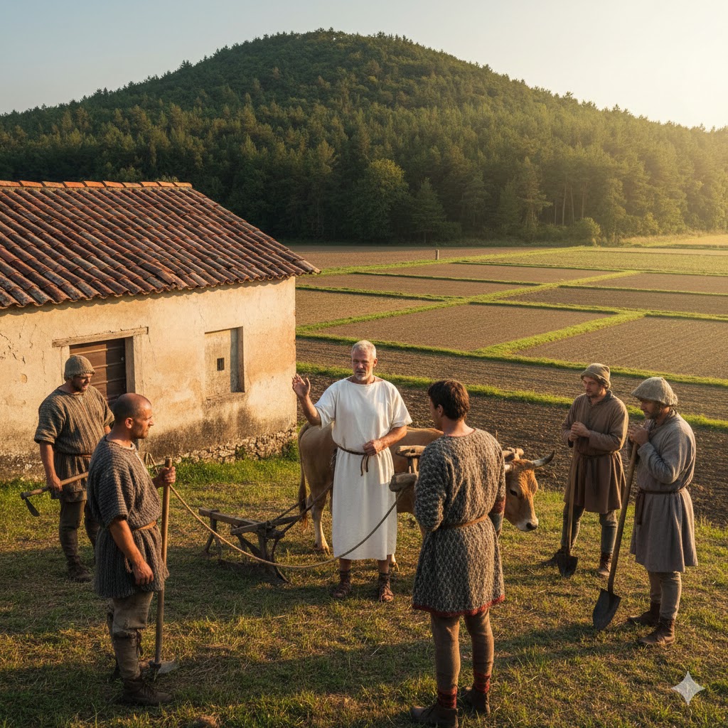 römischer Gutsbesitzer erteilt Anweisungen